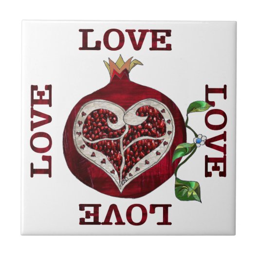 Pomegranate Heart LIEBE Valentine Fliese (Vorderseite)