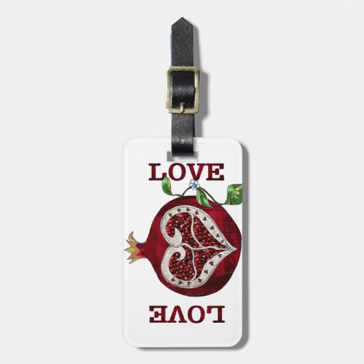 Pomegranate Heart LIEBE Valentine Gepäckanhänger (Vorderseite vertikal)