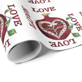 Pomegranate Heart LIEBE Valentine Geschenkpapier (Rolleneckpunkt)