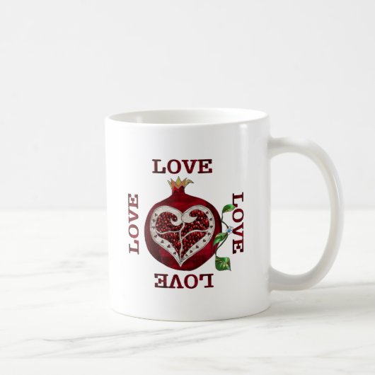 Pomegranate Heart LIEBE Valentine Kaffeetasse (Rechts)