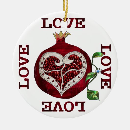 Pomegranate Heart LIEBE Valentine Keramik Ornament (Vorne)
