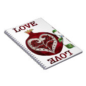 Pomegranate Heart LIEBE Valentine Notizblock (Rechte Seite)