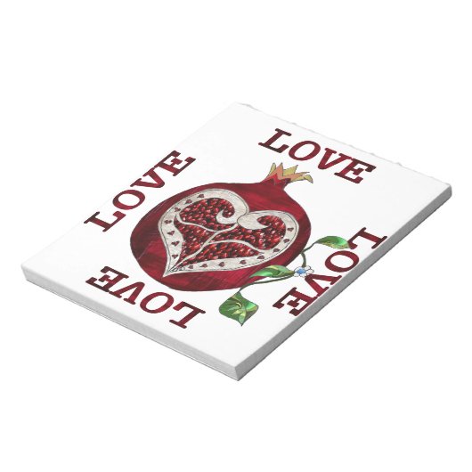 Pomegranate Heart LIEBE Valentine Notizblock (Rotiert)