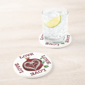 Pomegranate Heart LIEBE Valentine Untersetzer (Seite)