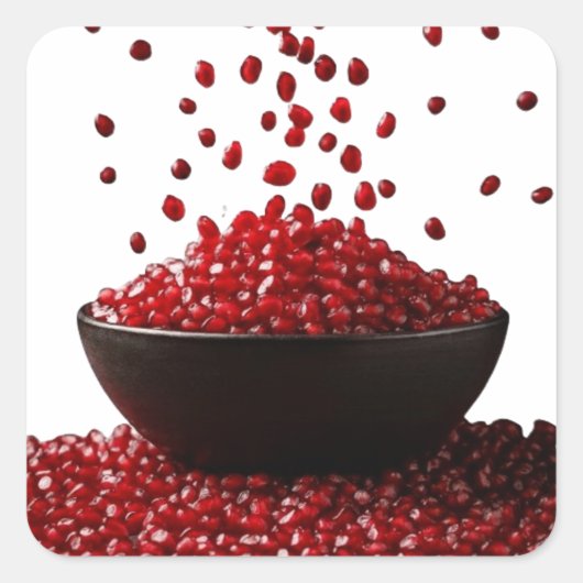 Pomegranate Illustration – Elegant Fruit Design Quadratischer Aufkleber (Vorderseite)