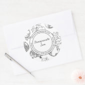 Pomegranate Jam Sketch Modernes Label Runder Aufkleber (Umschlag)