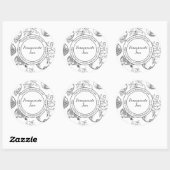 Pomegranate Jam Sketch Modernes Label Runder Aufkleber (Blatt)