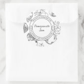 Pomegranate Jam Sketch Modernes Label Runder Aufkleber (Tasche)