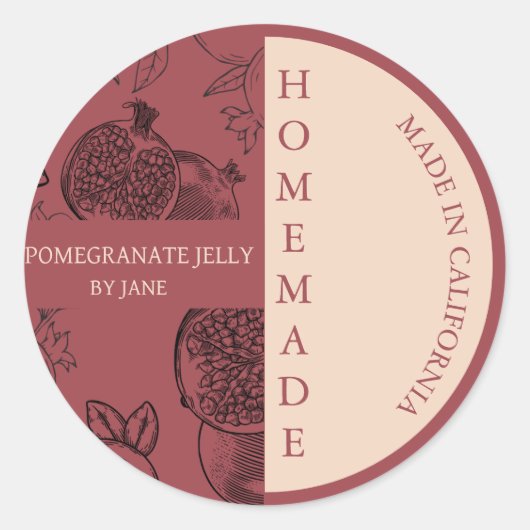 Pomegranate Jelly Modern Business Label Runder Aufkleber (Vorderseite)