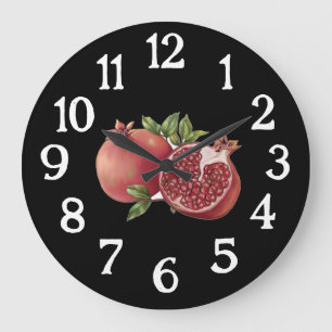 Pomegranate Kitchen Clock - Schwarz Große Wanduhr