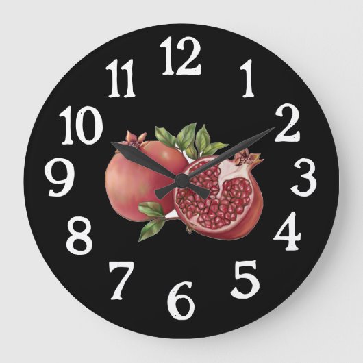 Pomegranate Kitchen Clock - Schwarz Große Wanduhr (Vorderseite)