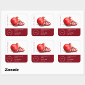 Pomegranate-Label für kleine Unternehmen Quadratischer Aufkleber (Blatt)