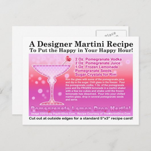 Pomegranate Lemon Drop Martini Rezept Postkarte (Vorne/Hinten)