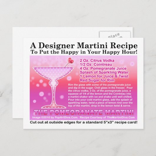 Pomegranate Martini Rezept Postkarte (Vorne/Hinten)