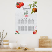 Pomegranate Mediterranean Wedding Seating Chart Poster (Küche)