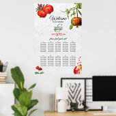 Pomegranate Mediterranean Wedding Seating Chart Poster (Heimbüro)