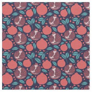 Pomegranate-Muster auf blauem Muster Stoff