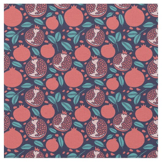 Pomegranate-Muster auf blauem Muster Stoff (Nahaufnahme)