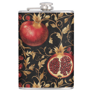 Pomegranate Paradies - reichhaltiges Blumenmuster Flachmann