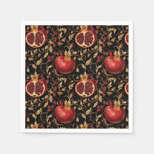 Pomegranate Paradies - reichhaltiges Blumenmuster Serviette (Vorderseite)