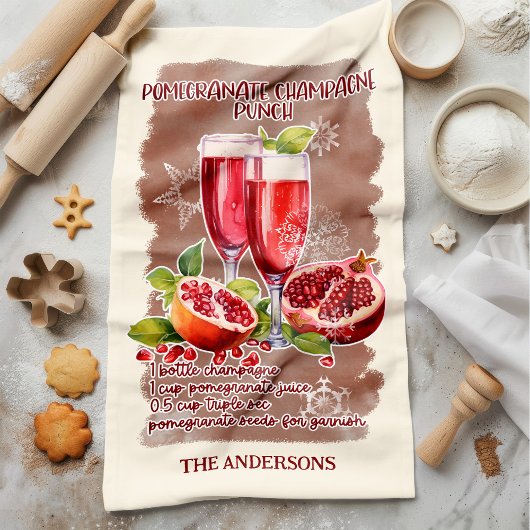 Pomegranate Punch Weihnachtscocktail Rezept Geschirrtuch
