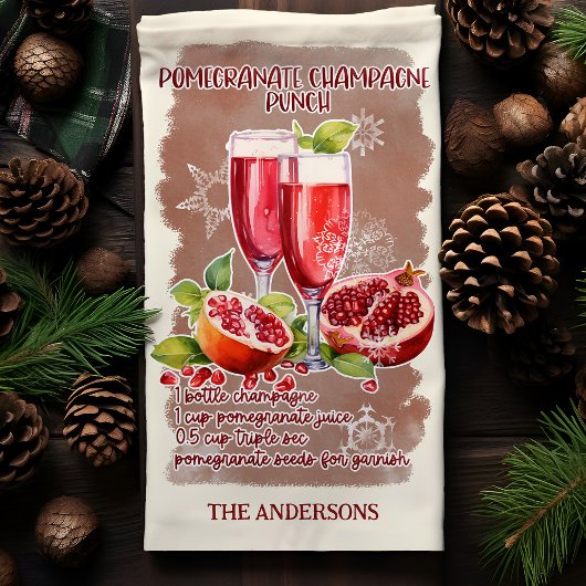 Pomegranate Punch Weihnachtscocktail Rezept Geschirrtuch