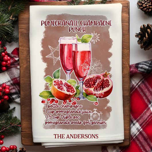 Pomegranate Punch Weihnachtscocktail Rezept Geschirrtuch