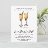 Pomegranate Rosemary Champagne Silvester Einladung (Stehend Vorderseite)