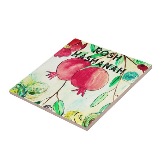Pomegranate Rosh Hashanah Fruit Shana Tova Fliese (Seite)