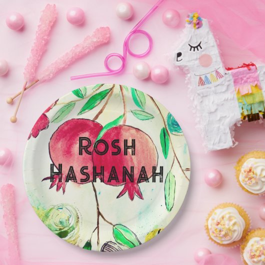 Pomegranate Rosh Hashanah Fruit Shana Tova Pappteller (Party)