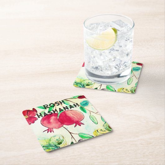 Pomegranate Rosh Hashanah Fruit Shana Tova Rechteckiger Pappuntersetzer (Vor Ort)