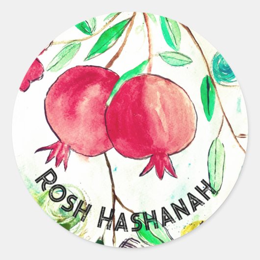 Pomegranate Rosh Hashanah Fruit Shana Tova Runder Aufkleber (Vorderseite)