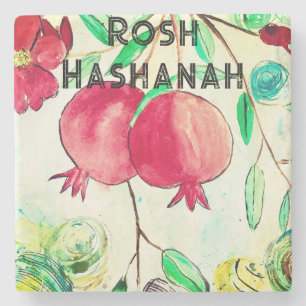 Pomegranate Rosh Hashanah Fruit Shana Tova Steinuntersetzer