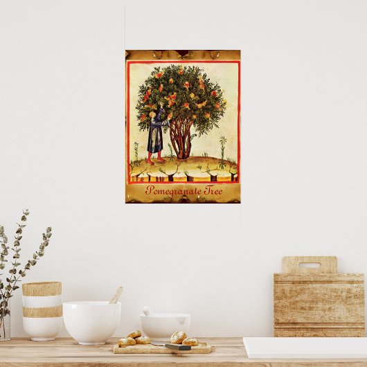 POMEGRANATE TREE ANTIQUE PARCHMENT POSTER (Küche)