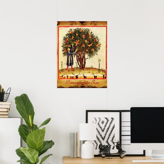 POMEGRANATE TREE ANTIQUE PARCHMENT POSTER (Heimbüro)