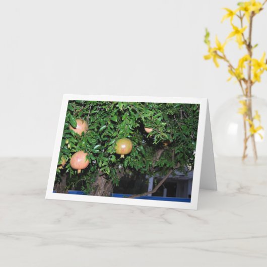 Pomegranate Tree Portrait Karte (Gelbe Blume)