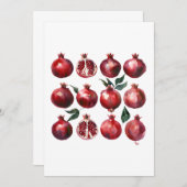 Pomegranate Watercolor Art Einladung (Vorne/Hinten)