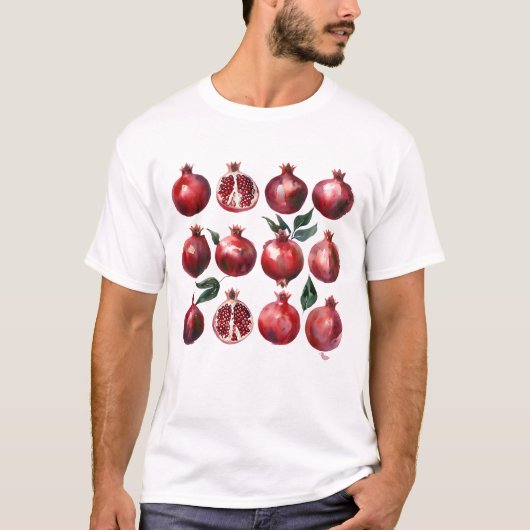 Pomegranate Watercolor Art T-Shirt (Vorderseite)