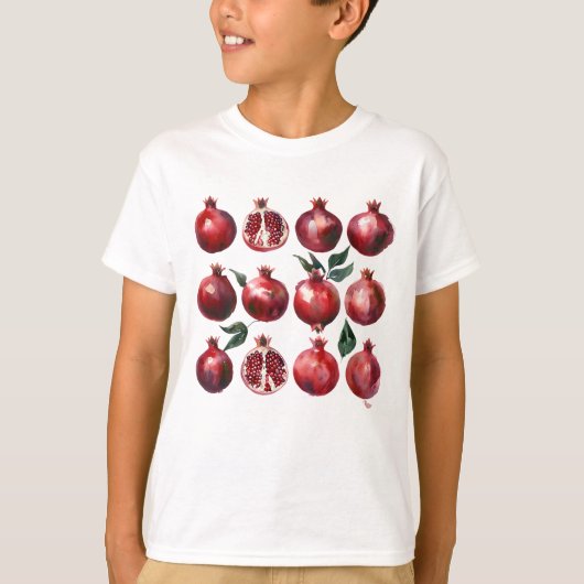 Pomegranate Watercolor Art T-Shirt (Vorderseite)