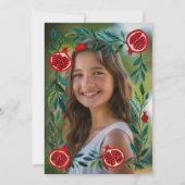Pomegranates B'nai Bat Bar Mitzvah Custom Foto Einladung (Rückseite)