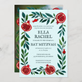 Pomegranates B'nai Bat Bar Mitzvah Custom Foto Einladung (Vorne/Hinten)