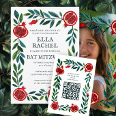Pomegranates B'nai Bat Bar Mitzvah Custom Foto Einladung
