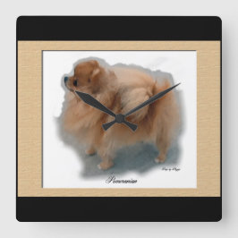 Pomeranian Art Gifts Quadratische Wanduhr