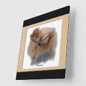 Pomeranian Art Gifts Quadratische Wanduhr (Winkel)