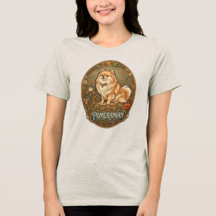 Pomeranian Art Nouveau Vintage Hund Boho Tri-Blend Shirt