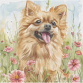 Pomeranian-Aufkleber – Wasserfarben-Design Aufkleber (Vorderseite)