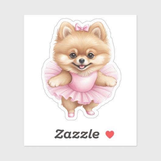 Pomeranian Ballerina Sticker 3 x 3 (Blatt)