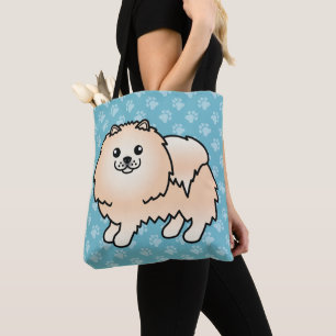 Pomeranian Cartoon-Hund in cremefarbenem Fell Tasche