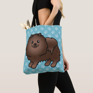Pomeranian Cartoon-Hund mit braunem Fell Tasche