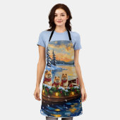 Pomeranian Christmas Boat Holiday Schürze (Getragen)